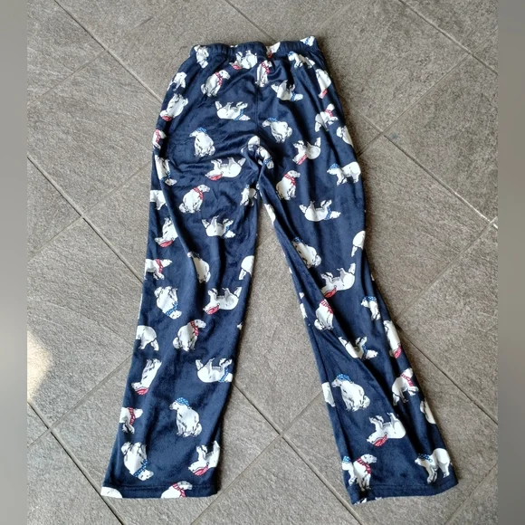 Christmas Polar Bear Print Microfleece PJ pajamas lounge Pants bottoms boy small - Picture 3 of 9